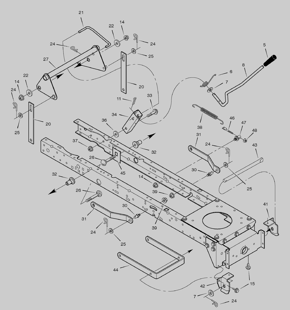 Mower Housing Suspension Diagram and Parts List for 465614X48A 2004 Briggs and Stratton Lawn Tractor